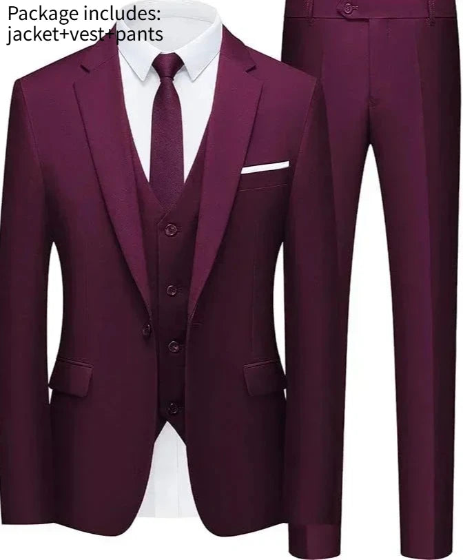 Elegant Men Suit For Wedding 3 Pieces 2 Sets Jackets Vest Pants Blazers Full Fashion Slim Fit Coats 2025 Formal Classic Costume