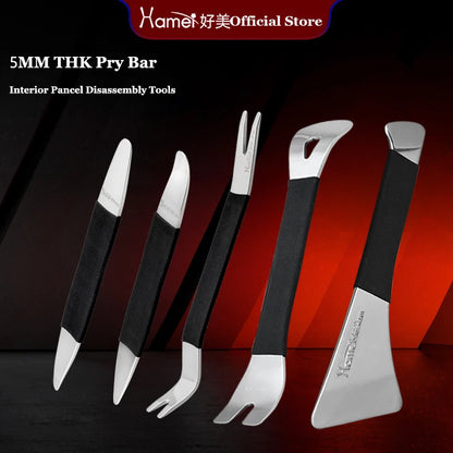 Hamei Professional Polished & Thickened Auto Trim Tool Set Heavy Duty Pry Bar Kit