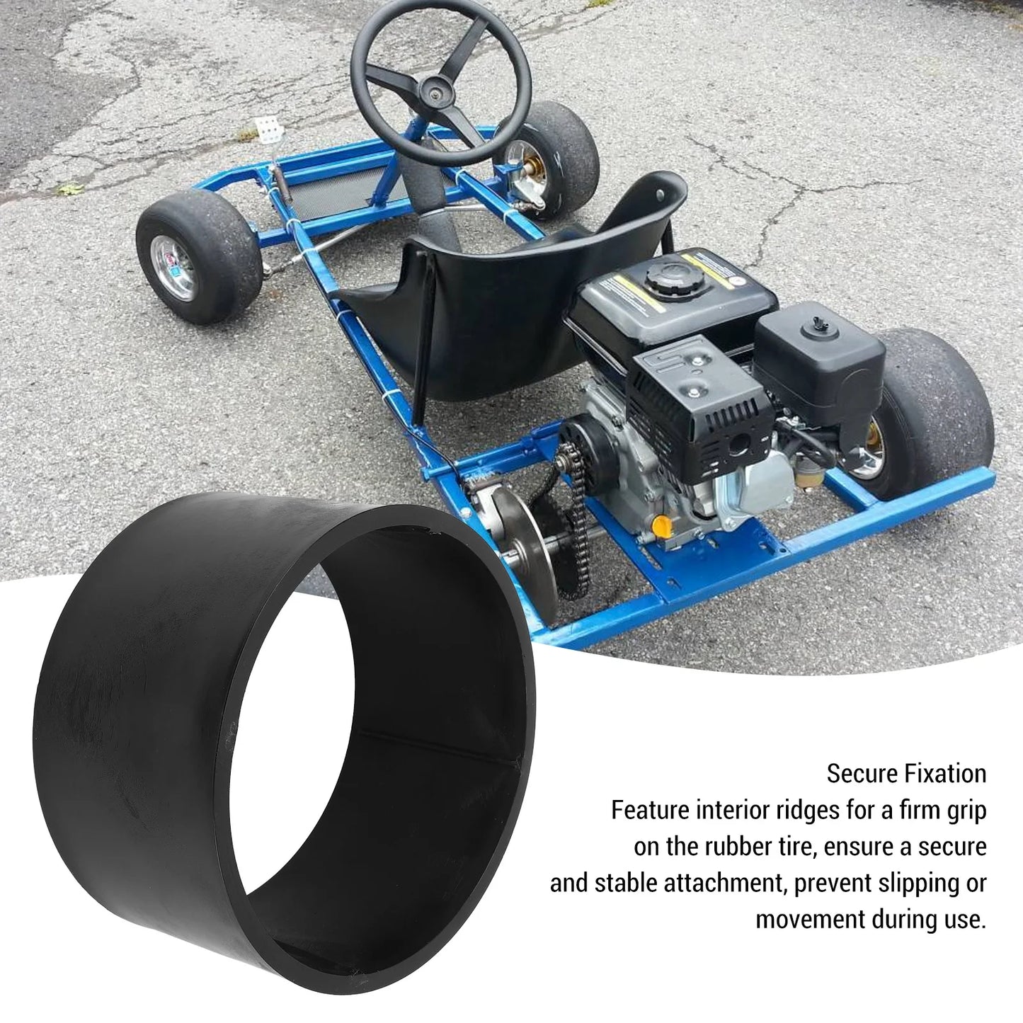 Go Kart Tire Sleeve Less Traction Go Kart Plastic Tire Sleeve 11x7.10-5 Easy Installation 12mm Thick for Drifting Scooter
