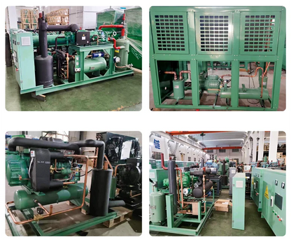 Industrial Hermetic Compressor Three Phase 3 4 5 6 8HP Air-Water Cooled Condensing Unit with Motor for Freezer Refrigeration