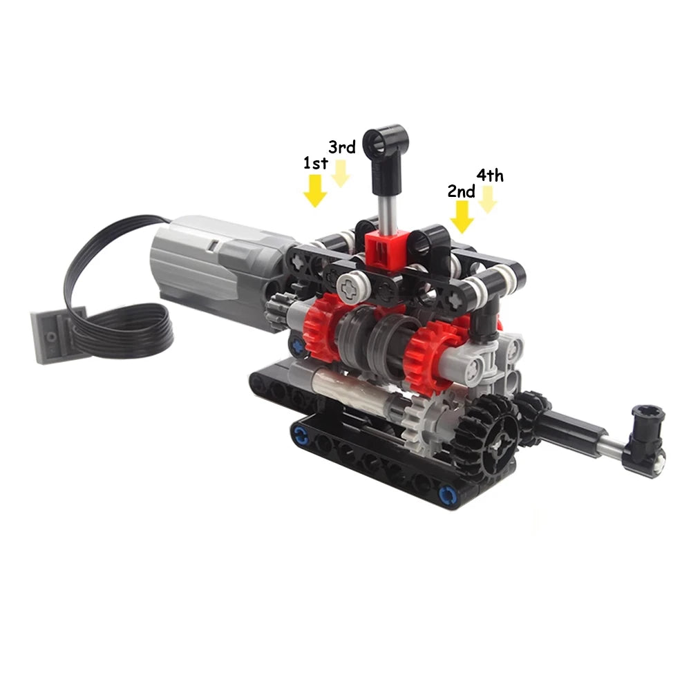 MOC High-tech 4 Speed Gearbox Model DIY Transmission Kit M Motor 8883 Power Functions Building Blocks Assemble Bricks Puzzle Toy