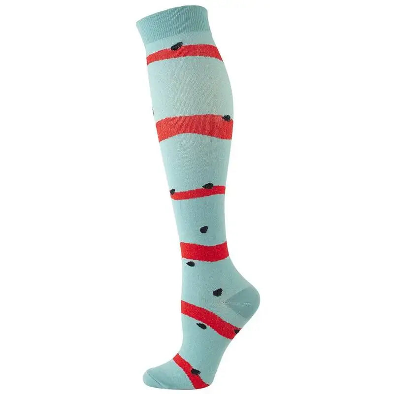 Sport Compression Stockings Funny Pattern Halloween ballon Dot Leg Pressure Running Cycling Multi Color Compress Socks