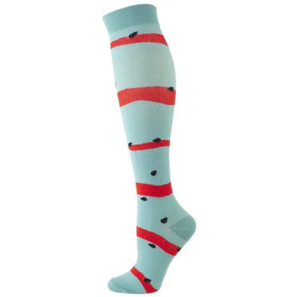 Sport Compression Stockings Funny Pattern Halloween ballon Dot Leg Pressure Running Cycling Multi Color Compress Socks