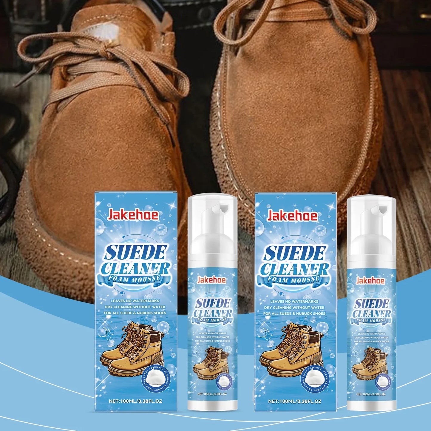 Suede Cleaner Kit - Leather Velvet, Knit Boot & Canvas Cleaner, Removes Stains & Water Marks, Gentle Foam Cleaning, Dries Safely