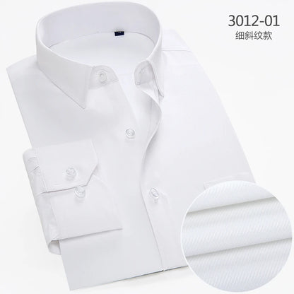 2025 Men's Striped Shirt Long Sleeve Business Office Casual Workwear Comfort Fit Classic Solid Shirts Spring Fall Tops For Male
