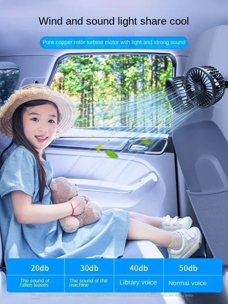 3-speed Car Seat Back Cooling Fan USB Charge Dual Head Fan 360 Degree Rotation Neck Cooler for Summer Car Accessories