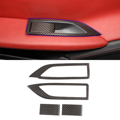 For Ferrari 458 2011-2016 black Real Carbon Fiber Car Gear Shift Window Control Panel Steering wheel Sticker Auto Accessories