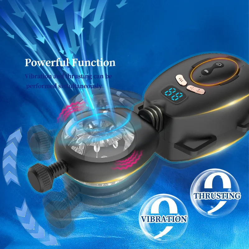 Samurai belt rolling cup multi frequency vibration thrust 2-in-1 stimulation men's airplane cup adult products sex toy