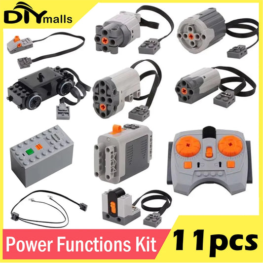 11pcs Technical Blocks Servo PF Train Motor Power Functions MOC High-Tech Parts Bricks Accessories Technik Servo RC Motor 8884