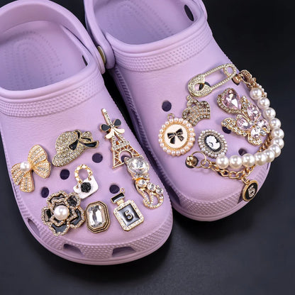 1pcs Designer Golden Crown Metal Shoe Charms Sea Star Shell Luxury Decorations for Shoe Accessorie Heart Pins for Women Girls