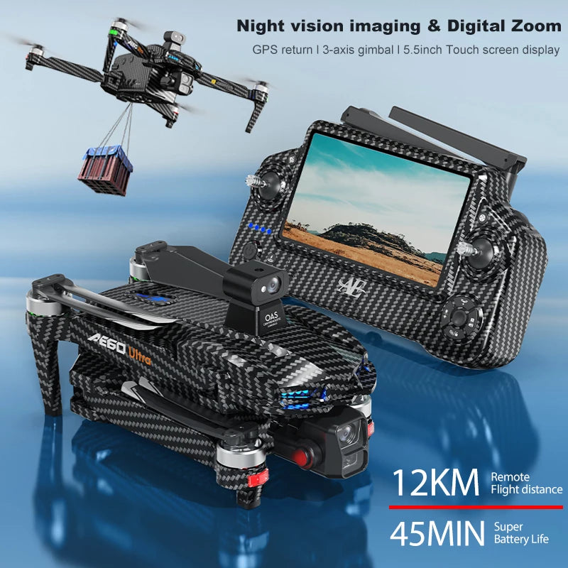 New AE60 GPS Drone 8K Professional HD Camera Brushless 3-Axis Gimbal Obstacle Avoidance Touch Screen Airdrop FPV Security Drones
