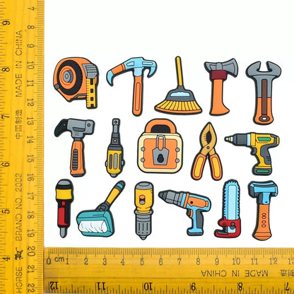 20-100pcs Cute Engineering Tools Shoe Charms DIY Garden PVC Shoe Accessories Decorations for Woman Kids Birthday Gift