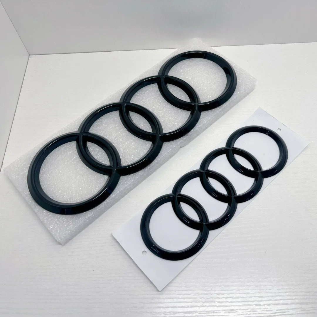 6/5Pcs 4Ring ABS Car Hood Front Grill Rear Trunk Emblem Stickers For Audi A3 A4 A5 A6 A7 Q2 Q3 Q5 Q8 S3 S4 S5 S6 RS3 RS4 RS5 RS6