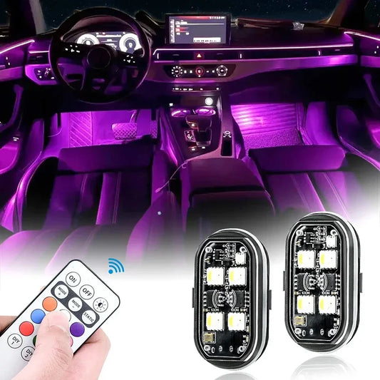 1/2/4/8pcs Wireless LED Strobe Lights Car Decor Atmosphere Light 8 Colors Rechargeable Led Lights Anti-Collision Warning Light