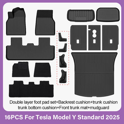 TPE Car Floor Mats for New Tesla Model Y Standard 2025+ Waterproof Cargo Liner Non-Slip Trunk Mats Foot Pads Luggage Mat ModelY