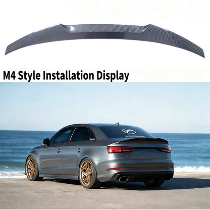 For Audi A3 S3 RS3 8V 2013-2020 Rear Trunk Wing Carbon Fiber M4/PSM/R/V/HK Style Spoiler Tail Fin Guard Board Kits Accessories