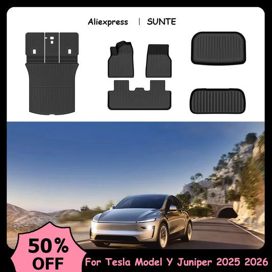 For Tesla New Model Y 2025 2026 Juniper TPE Floor Mats Waterproof Luggage Mat Wear-resistant Foot Pads Trunk Mats Accessories