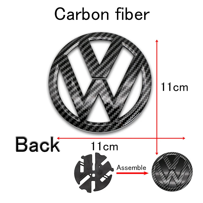 1Pc For Volkswagen Polo Car Emblem Logo With VW Polo 2014 2015 2016 2017 2018 Car Logo 122mm Front Bonnet Hood 110mm Rear Trunk