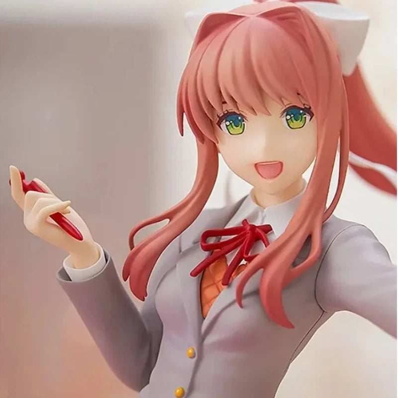 18cm Beautiful Girl  Literature Club Figurine Decoration Monica School Uniform Standing Pose Anime Model Decora Birthday Gift