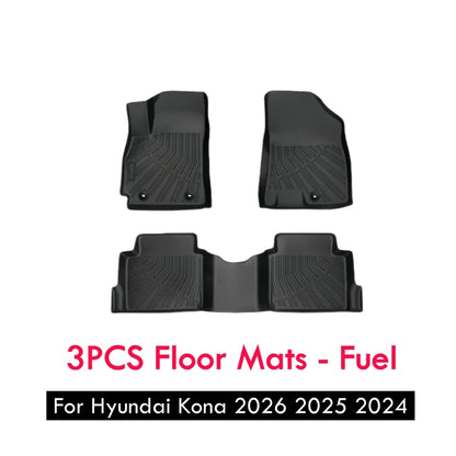 For Hyundai Kona 2026 2025 2024 Car Floor Mats Kona Fuel Gasonline EV Heavy Duty TPE Floor Liners & Cargo Backrest Mat