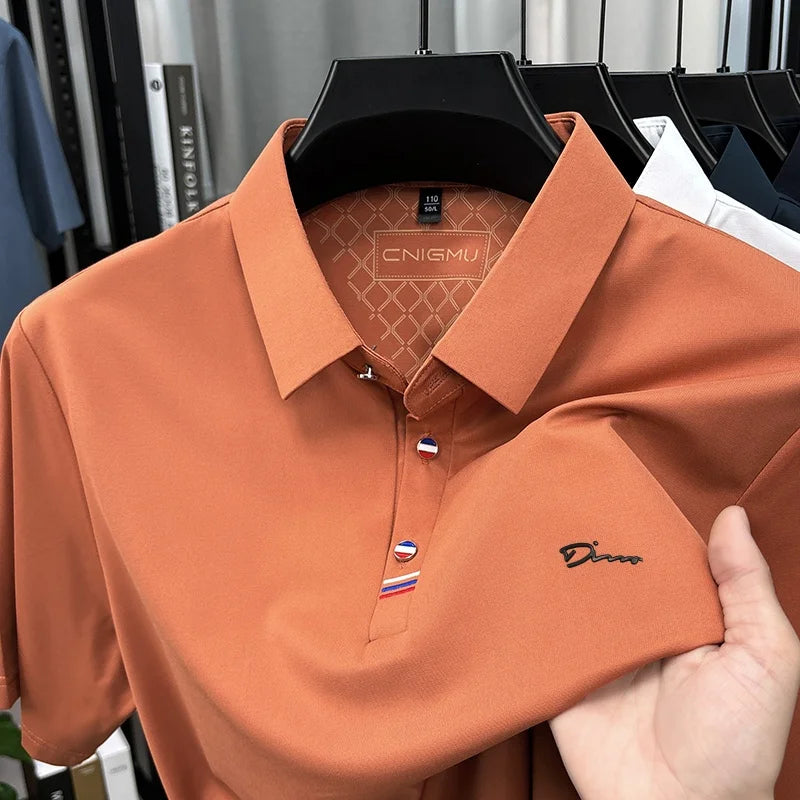 Luxury Man Short-Sleeved Polo Shirt Lapel Button Letter Embroidery Spring Casual Elegance T-Shirt Simple Business Men's Clothing