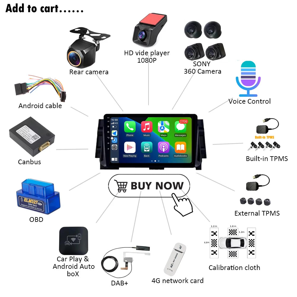 Android 16For NISSAN MICRA KICKS 2017 2018 2019 4G WIFI Car Radio Multimedia Video Player GPS Navigation No 2Din Touch Screen