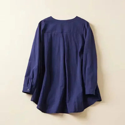 2024 Summer Autumn Hot Blouse Women Lace Long Sleeve Tops V Neck Embroidery Loose Plus Size S-5XL Elegant Shirt Blusas Female