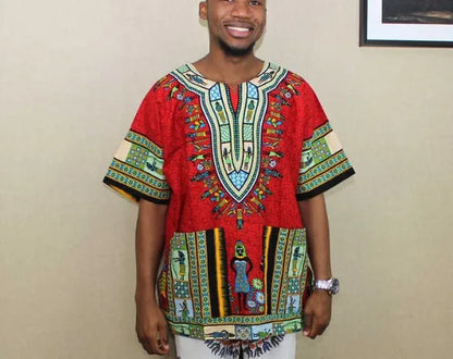 Thai Shirt African Drum Performance Clothes Men's Ethnic Fashion Thin Polyester Casual Wear for Drumming Events
