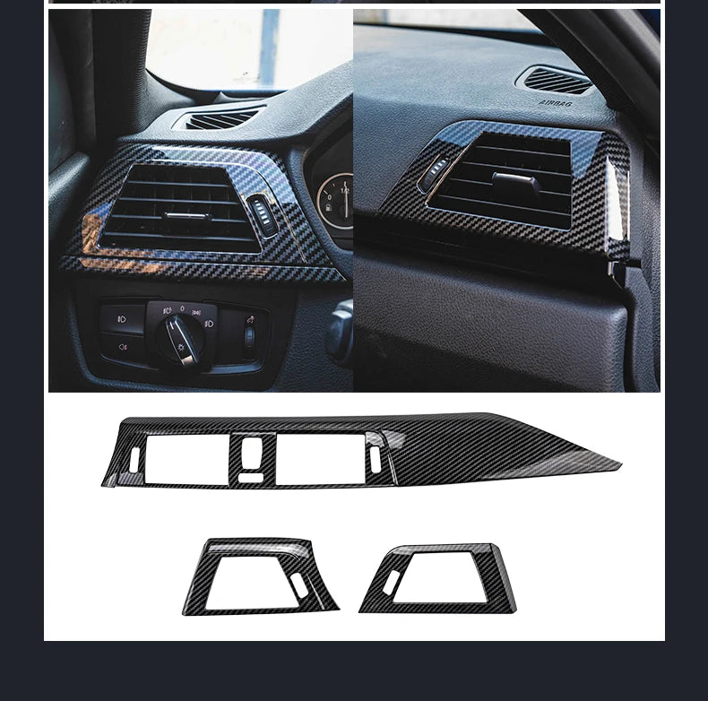 LHD Car Styling Carbon fiber Center Console Air outlet Panel Cover Trim Stickers frame For BMW F30 F31 F32 F34 F36 Accessories