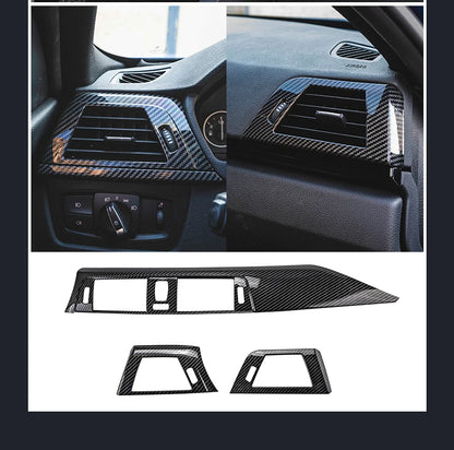 LHD Car Styling Carbon fiber Center Console Air outlet Panel Cover Trim Stickers frame For BMW F30 F31 F32 F34 F36 Accessories
