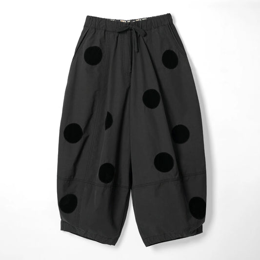 IMAKOKONI Black Polka Dot Balloon Pants Women Elastic Waist Drawstring Wide Leg Cropped Trousers Casual Loose Pants 265404