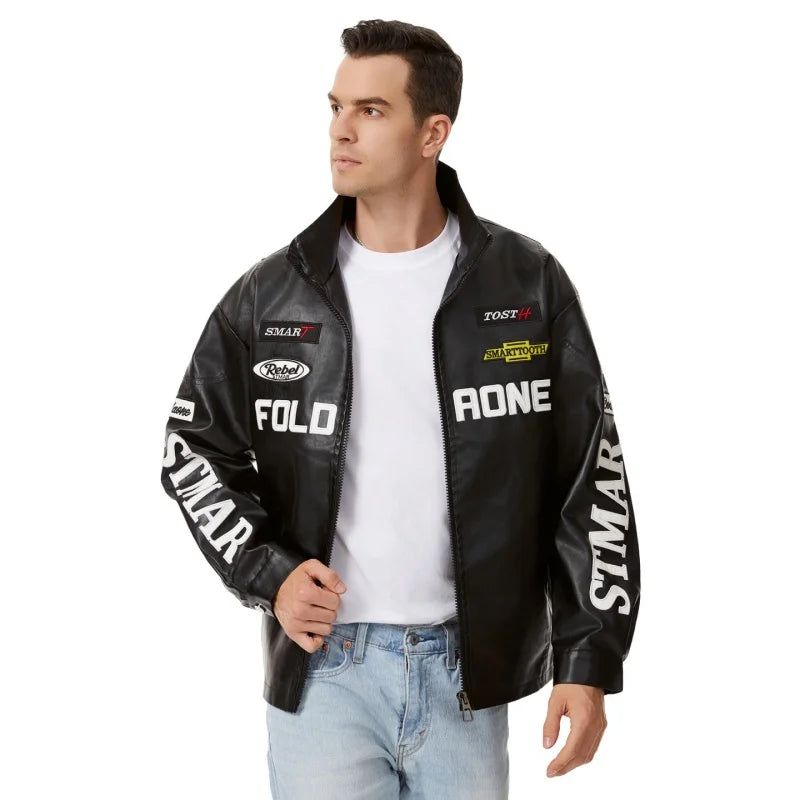 New Men's PU Leather Motorcycle Jacket Korean Version Slim Leather Jackets Men Autumn Winter Fashion Windproof Waterproof Coats