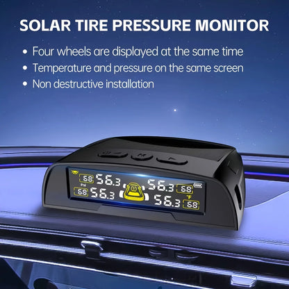 YNF Tire Pressure Monitoring System with Solar Charge, +number plate TPMS with 4 Sensors，3-Digit Display for More Precise Tire P