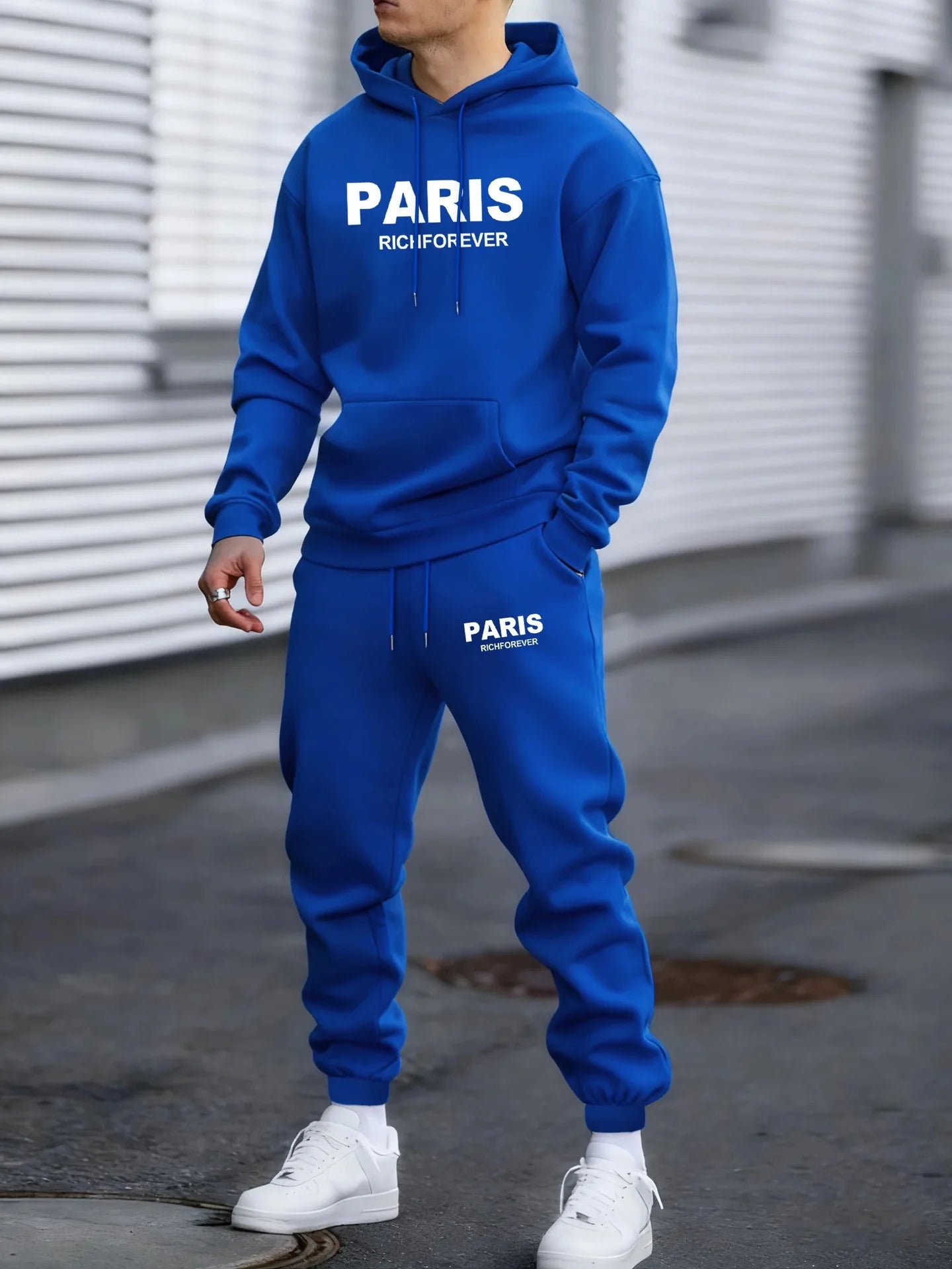 New letter printed hoodie set with autumn and winter velvet European and American sweatpants jacket for men's street fashion cas
