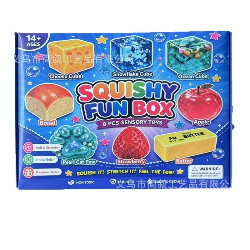 New Random Color 8pcs/Box Tpr Maltose-Filled Squishy Toy, Slow Rising Stress Relief Sensory Fidget Decompression Gift