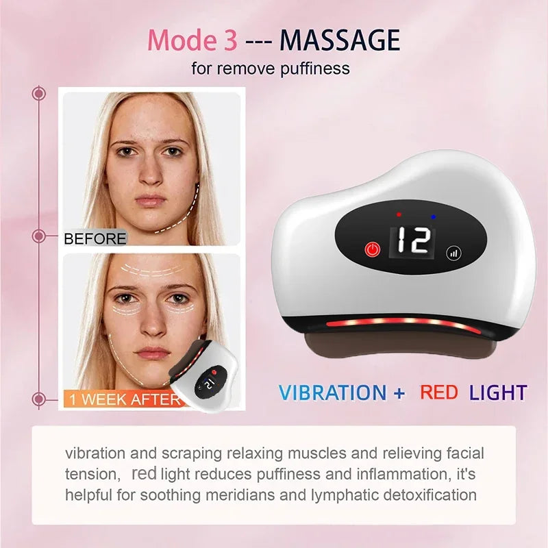 Electric Guasha Scraper Board Microcurrent Face Massager Wrinkle Face Lift Device Gua Sha Plate Facial Lifting Firming Skin Care