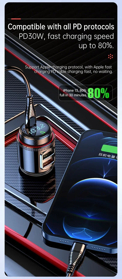 2 Pcs VR Robot Bluetooth Car MP3 Player FM Transmitter Wireless Handsfree U Disk Play USB Fast Charge Adapter PD30W QC3.0