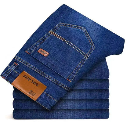 Men Jeans Stretch Skinny Denim Pants Solid Color Black Blue Spring Luxury Street Harajuku Hip-Hop Style Slim Fit Trousers Brand