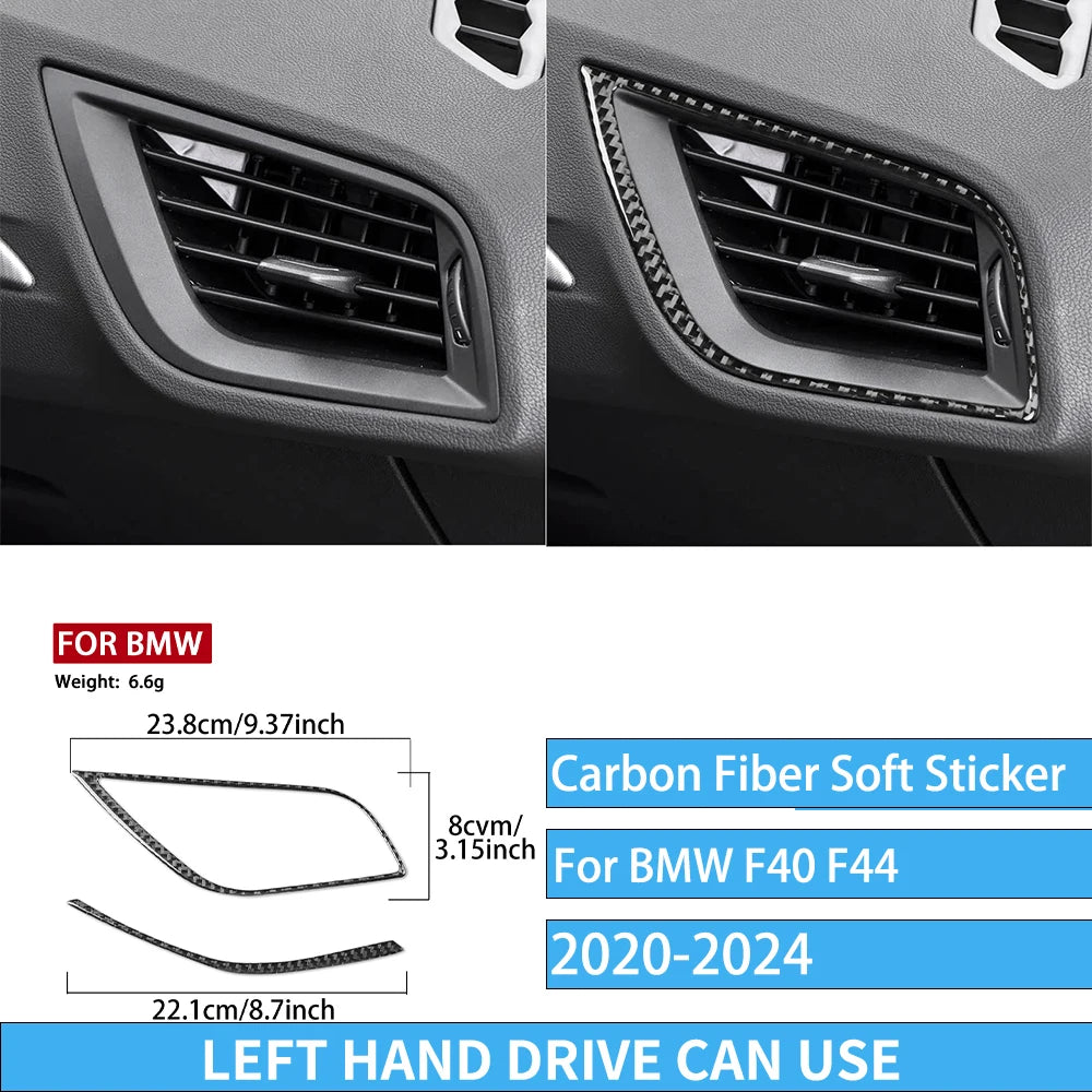 Real Carbon Fiber Car Accessories Black Trim Cover Soft Sticker For BMW 1/2 Series F40 F44 2020 2021 2022 2023 2024