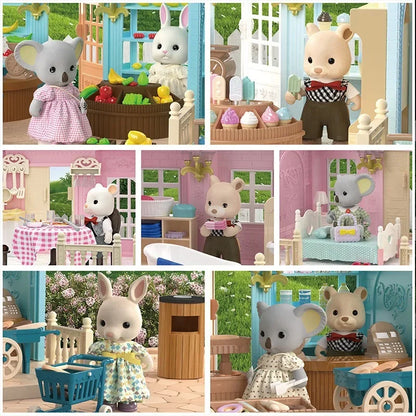 Dollhouse Koala Tour Bus Diary Girl Play House Toy Diy Bedroom Dresser Dining Kitchen Bathroom Shop Pretend Family Toys Girls