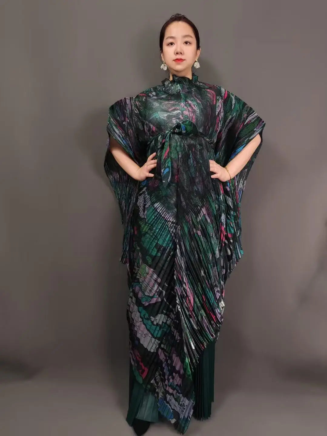Miyake's New Heavy Industry Organza Printing Set Irregular Pants Loose Two-piece Sets Women's Clothing 2025 Summer New