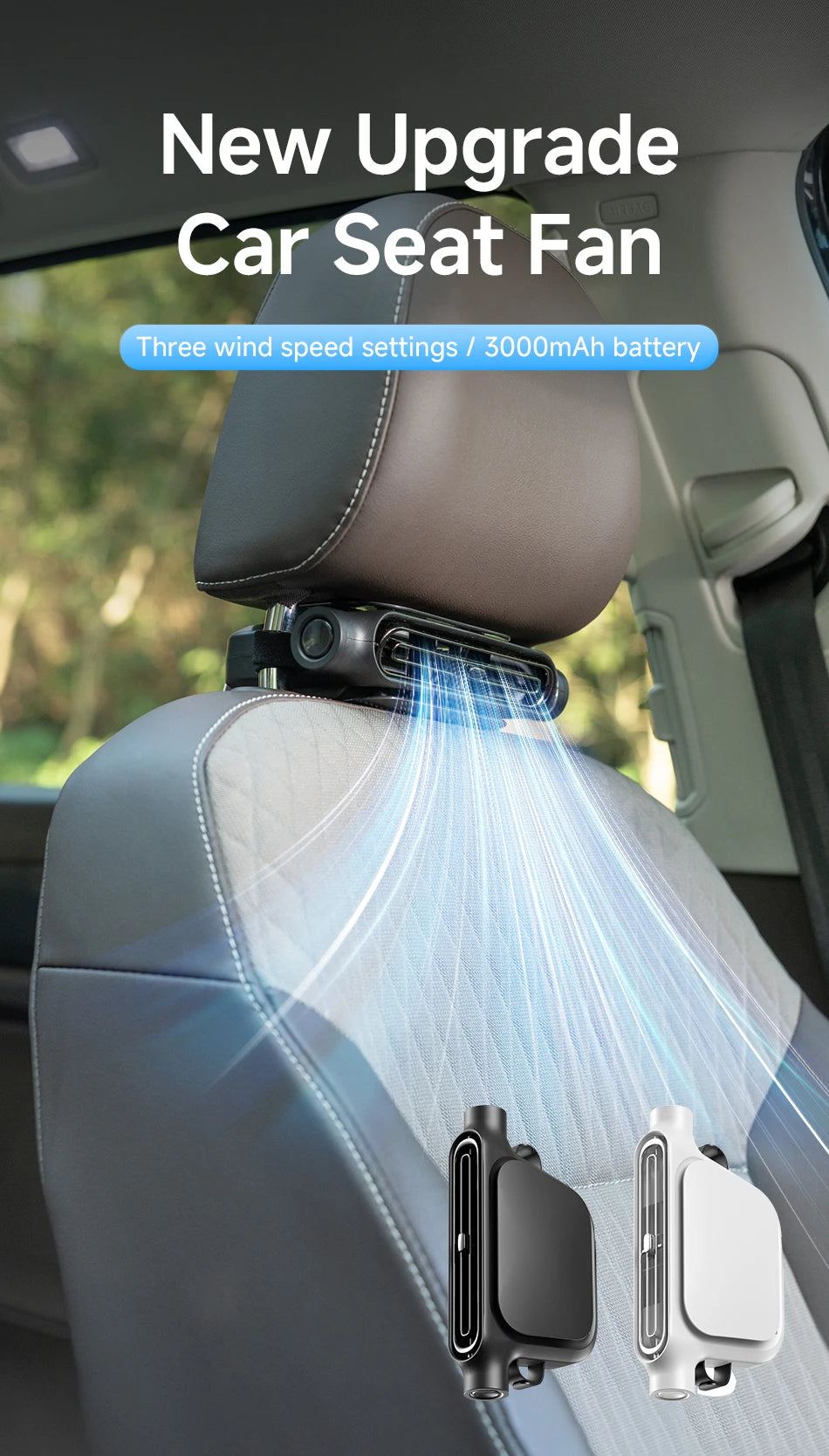Car Backseat Cooling Fan Wide-angle Airflow High Air Volume Car Cooler USB Powered Summer Essential AirCirculator Fast Delivery