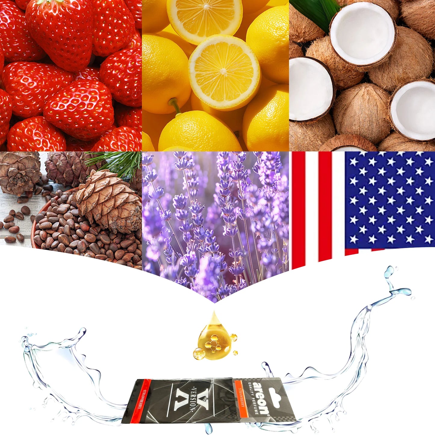 areon 5/20pcs STRA WBERRY Scent Car Air Freshener, Natural Tea-Scented Paper, Car-Mounted Hanging Type, Car Interior Accessories