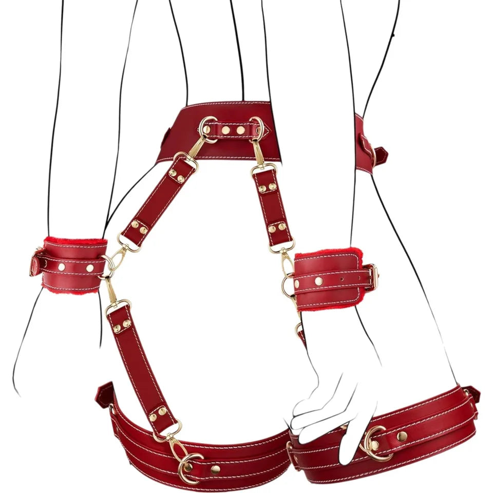 Adult SM Game Couples Sex Fun Toys Waist Restraints Kits Adjustable Buckle PU Leather Sex Bondage Gags BDSM Kit Restraints 6PCS