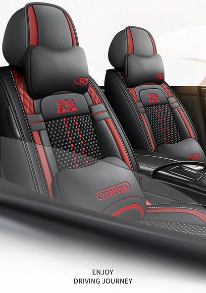 Universal Auto Split Seat Car Full Seat Cover Breathable Ice Silk Nappa Leather Car SUV Cushion Full Seats Cover Protection