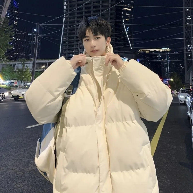 Men's winter thick hooded bread jacket, winter cotton jacket, teenagers' winter cotton jacket, men's