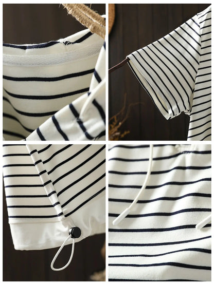 Short-sleeve Women T-shirt Summer 2026 Stylish New Trendy Loose Striped T-shirt ZF2132