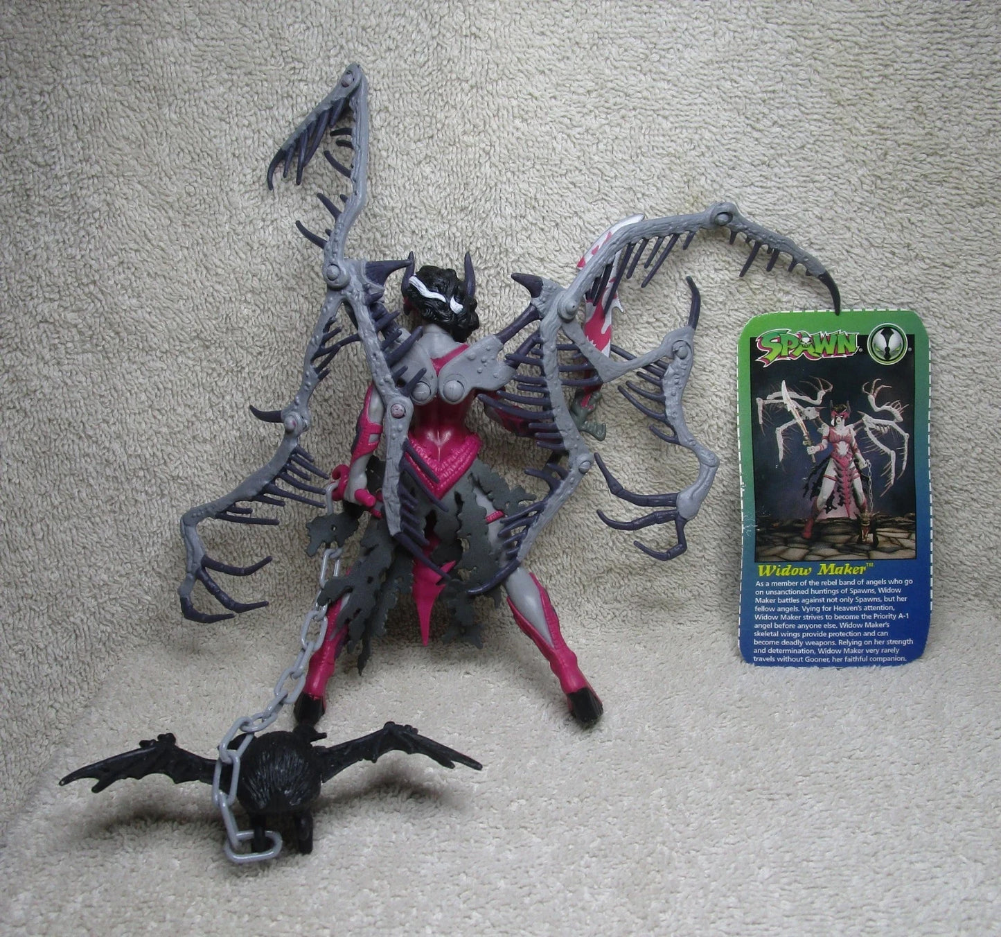 Vintage 1996 Spawn Series5 Widow Maker Grey Complete Action Figure, Rare Retro Collectible Toy For Hobby Fans