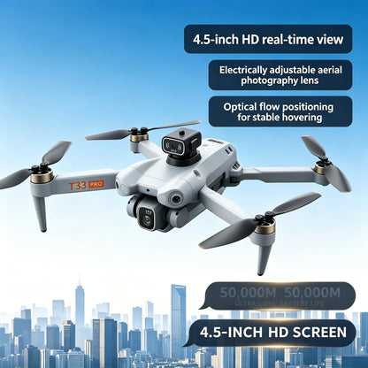 New T33 RC drone 8K professional high-definition camera 4.5-inch large screen folding four-axis aircraft 360 obstacle avoidance