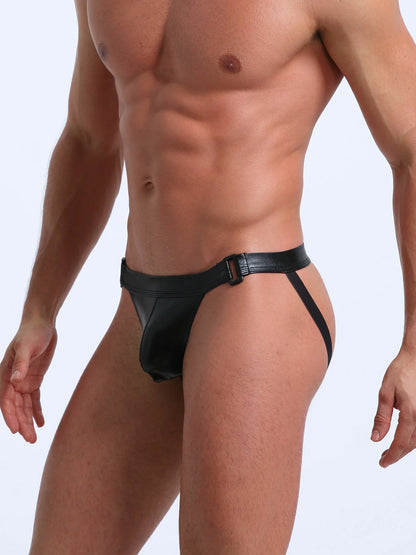 PU Faux Leather Underwear Men's Jockstrap Gay Erotic Panties Sexy Lingerie Hot Sexy Male's Thongs G String  1/3/5pcs